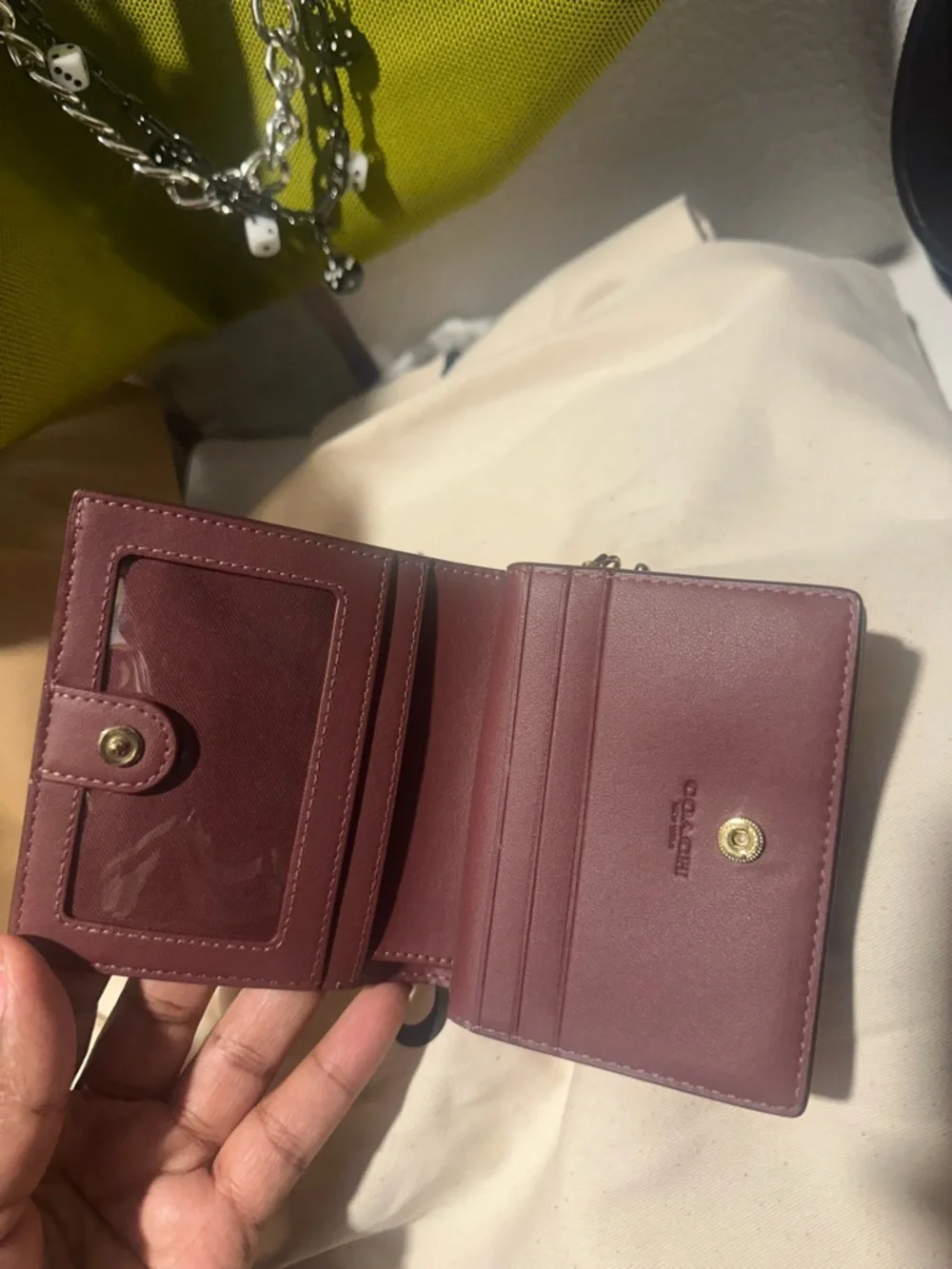 NEW COACH Carnation Pink Pebbled Leather snap Wallet - Picture 4 of 4